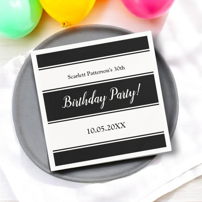 Guardanapo De Papel Noivado Moderno Elegante Black and White Strips (Criador carregado)