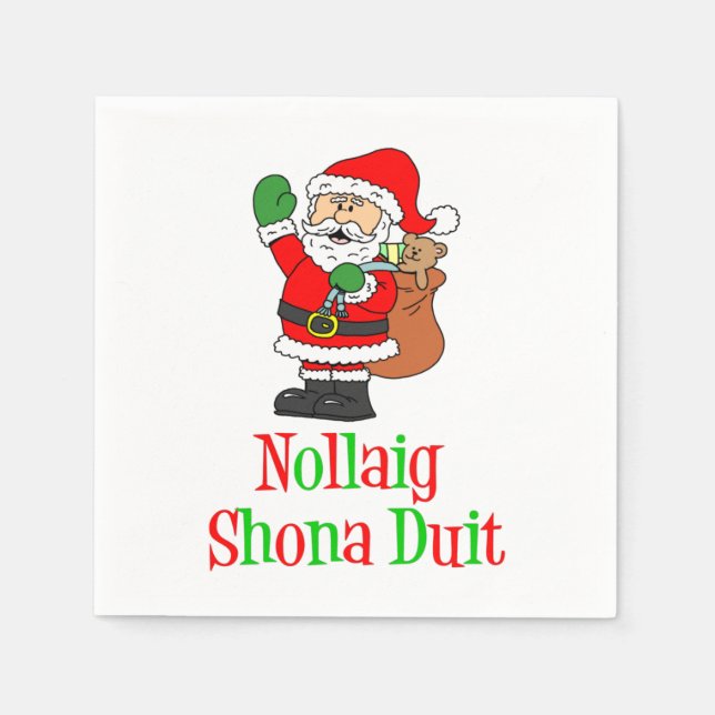 Guardanapo De Papel Nollaig Shona Duit Papais noeis de Natal irlandese (Frente)