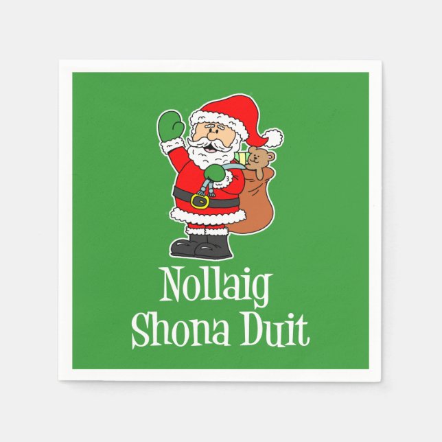 Guardanapo De Papel Nollaig Shona Duit Papais noeis de Natal irlandese (Frente)