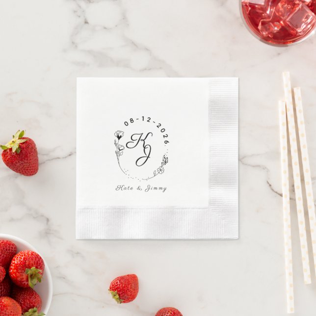 Guardanapo De Papel Nome com Monograma Personalizado & Data Casamento  (Insitu)