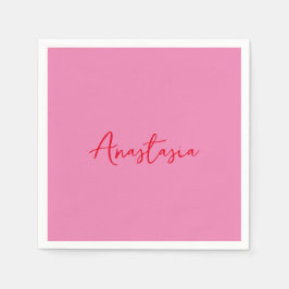 Guardanapo De Papel Nome da caligrafia profissional rosa personalizado