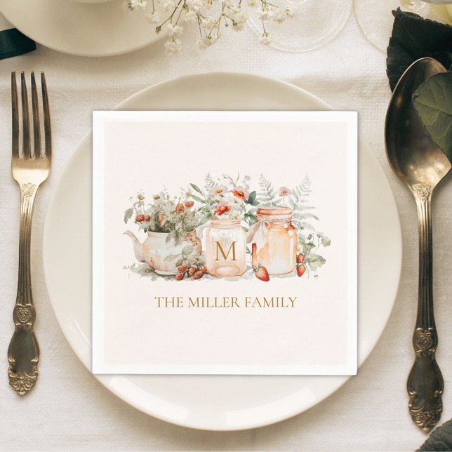 Guardanapo De Papel Nome da Família Botânica Floral Florestal Monogram (In situ)