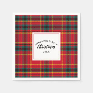 Guardanapo De Papel Nome da Família de Xadrezes de Natal Tartan Ano