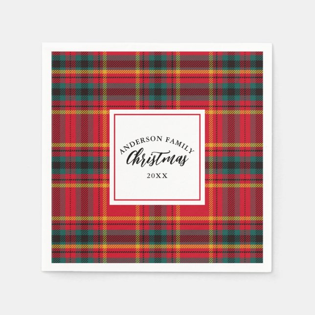 Guardanapo De Papel Nome da Família de Xadrezes de Natal Tartan Ano (Frente)