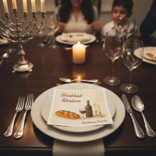 Guardanapo De Papel Nome da Família Personalizado Shabbat Shalom