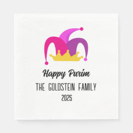 Guardanapo De Papel Nome da Família Purple Purim Hat