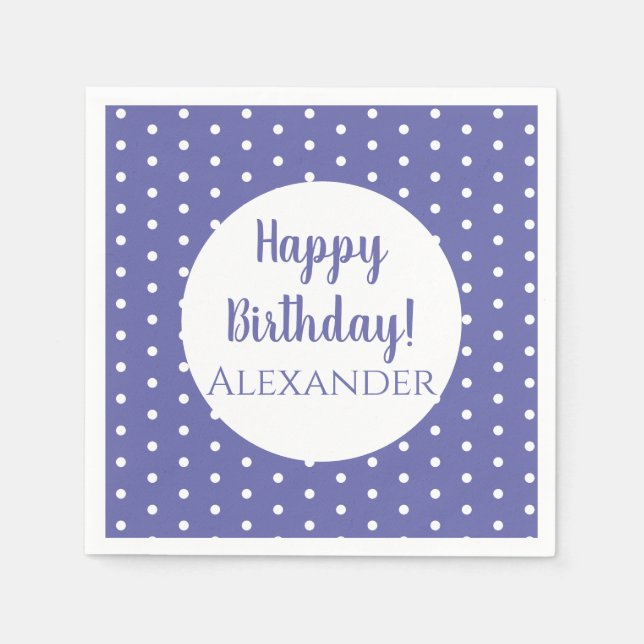 Guardanapo De Papel Nome da Festa de aniversário de Bolinhas Roxo Mode (Frente)