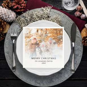 Guardanapo De Papel Nome da Foto da Família Ano Feliz Natal