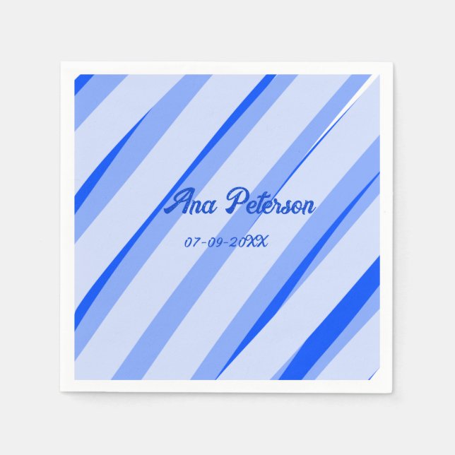 Guardanapo De Papel Nome de adição de pasta azul data boho retro linha (Frente)