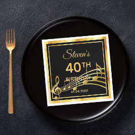 Guardanapo De Papel nome de aniversário de 40 anos Black Gold