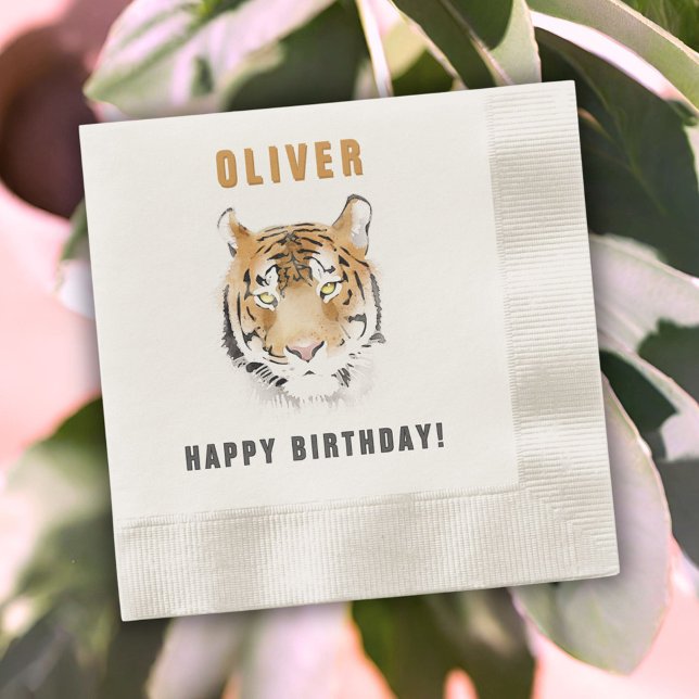 Guardanapo De Papel Nome de Aniversário do Cabeçalho do Tigre (Criador carregado)