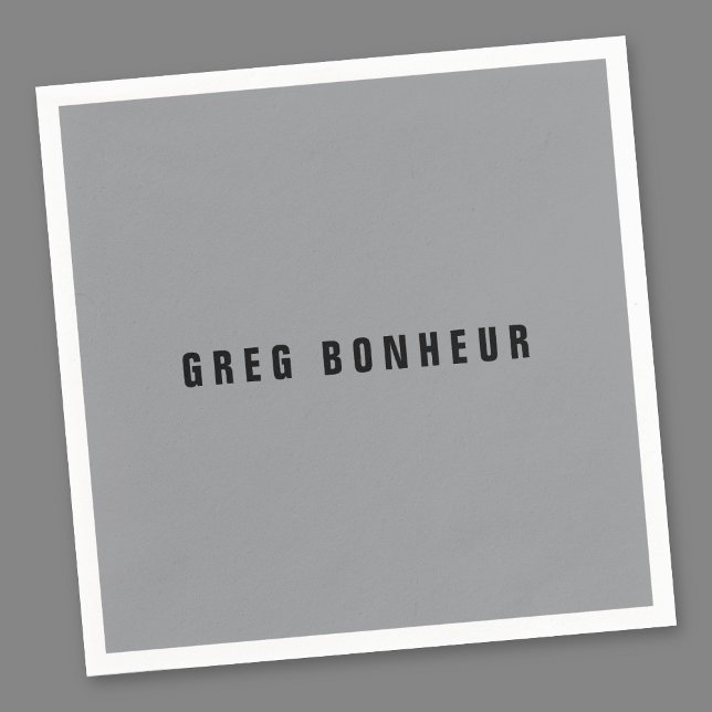 Guardanapo De Papel Nome de aparência na moda Modern | Cinza e preto (Criador carregado)