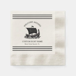 Guardanapo De Papel Nome de Barco Personalizado Moderno Náutico & Logo