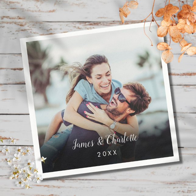 Guardanapo De Papel Nome de Data de Script de Foto Personalizada Minim (Criador carregado)