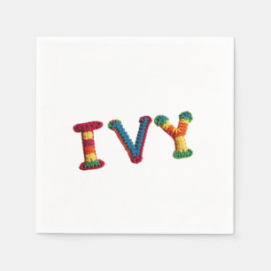 Guardanapo De Papel Nome de Ivy no Padrão Crochet Vibrante