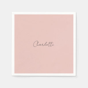 Guardanapo De Papel Nome de Letra Manuscrita Minimalista Rosa Dourado