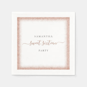 Guardanapo De Papel Nome de Quadro Glitter Dourado do rosa Doce 16 Par
