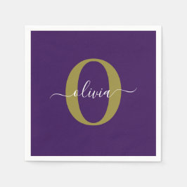Guardanapo De Papel Nome de Script Monograma Personalizado Branco Puro