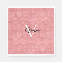 Guardanapo De Papel Nome do Monograma de Aquarela Rosa Ruddy