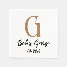 Guardanapo De Papel Nome do monograma do bebê mínimo personalizado