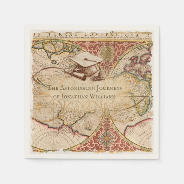 Guardanapo De Papel Nome do Monograma do Mapa Mundial do Boné de forma (Frente)