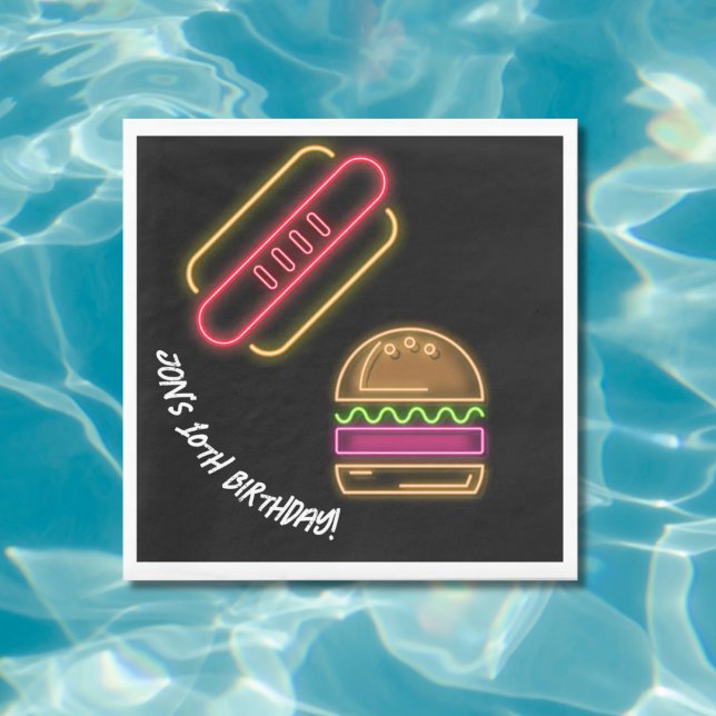 Guardanapo De Papel Nome do Monograma Neon Fast Comida Vibrante (Criador carregado)