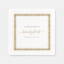 Guardanapo De Papel Nome do Quadro de Glitter Dourado Data 21 Parte ru
