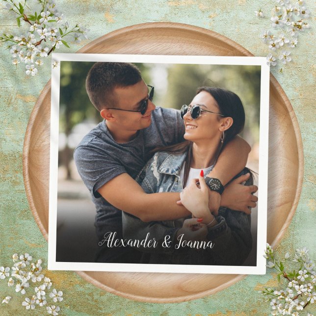 Guardanapo De Papel Nome do Script de Foto Favorita Personalizada (Personalized Favorite Photo Script Name Napkins)