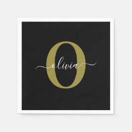 Guardanapo De Papel Nome do Script Monograma Personalizado Branco Pret