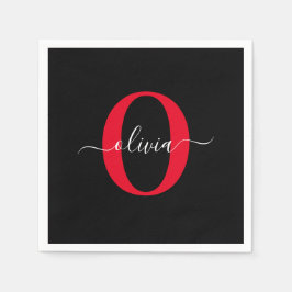 Guardanapo De Papel Nome do Script Monograma Personalizado Vermelho Br