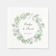Nome Elegante de Casamento e Data Napkin