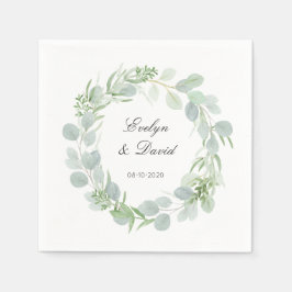 Guardanapo De Papel Nome Elegante de Casamento e Data Napkin