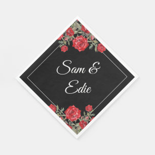 Guardanapo De Papel Nome Elegante de Casamento Floral de Aquarela de r