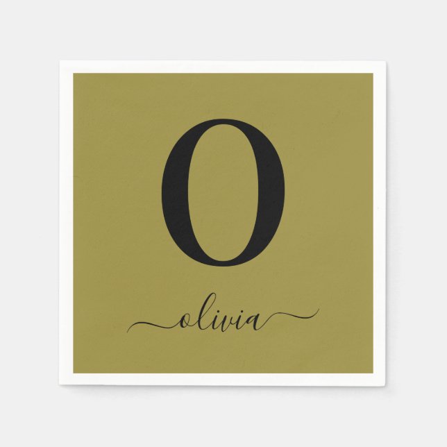 Guardanapo De Papel Nome em Letra Cursiva com Monograma Personalizado  (Frente)