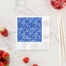 Guardanapo De Papel Nome Flores Tropicais Cocktail Azul Cobalto