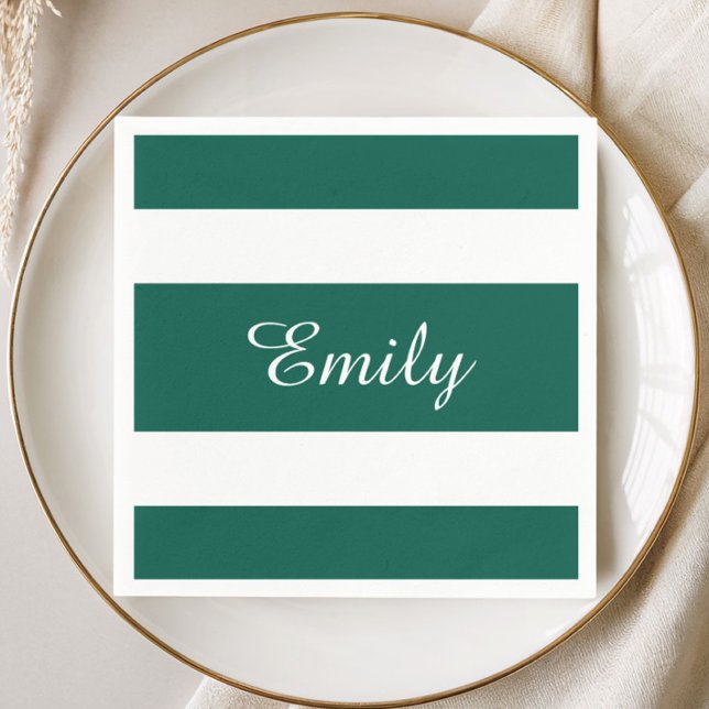 Guardanapo De Papel Nome Listras Verdes Modernas  (Modern Green Stripes Name Napkins)