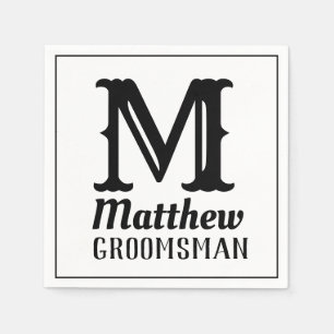 Guardanapo De Papel Nome Masculino Monograma Casamentos Clássicos Negr