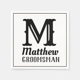 Guardanapo De Papel Nome Masculino Monograma Casamentos Clássicos Negr