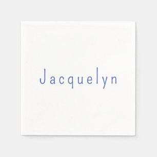 Guardanapo De Papel Nome moderno elegante e elegante azul minimalista