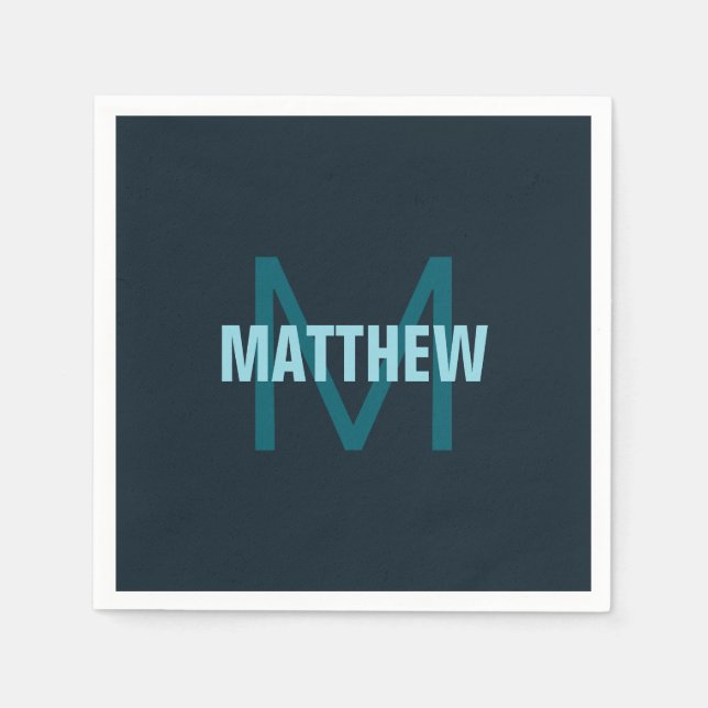 Guardanapo De Papel Nome Monograma Personalizável Simples Bold (Frente)