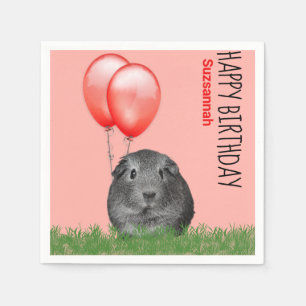 Guardanapo De Papel Nome Personalizado Balões Vermelhos de Aniversár