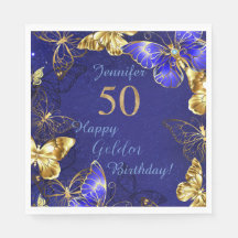 Nome personalizado Blue Butterfly Party Paper Napk