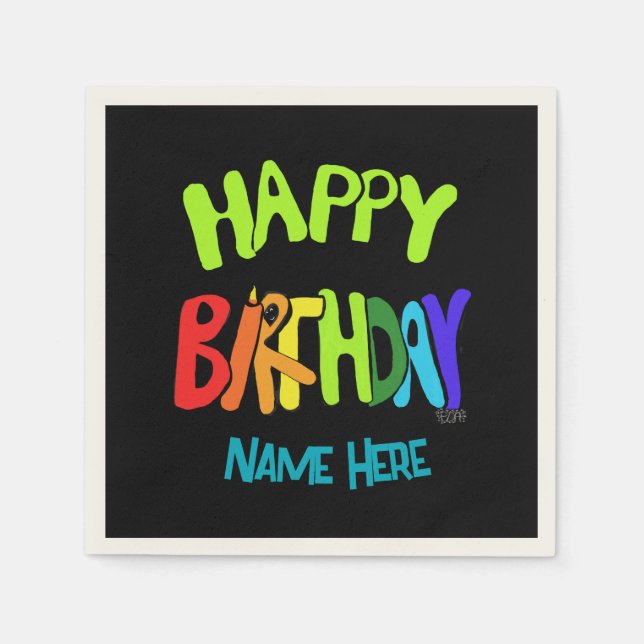 Guardanapo De Papel Nome personalizado Bright e Parabéns (Frente)