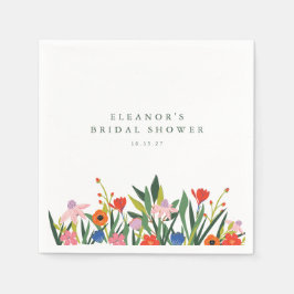 Guardanapo De Papel Nome Personalizado Chá de panela Floral Colorida d