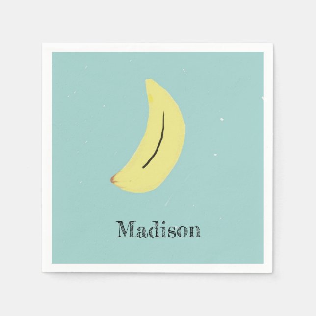 Guardanapo De Papel Nome personalizado da banana pintada em azul (Frente)