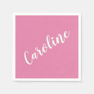 Guardanapo De Papel Nome Personalizado da Tipografia Minimalista Rosa