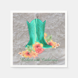 Guardanapo De Papel Nome Personalizado das Flores de Boots do Cowboy d