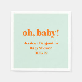 Guardanapo De Papel Nome Personalizado de Chá de fraldas Laranja Simpl