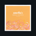 Guardanapo De Papel Nome personalizado de chuveiro de noiva de mármore<br><div class="desc">Guardanapos Nome personalizado de chuveiro de noiva de mármore rosa amarelo Boho</div>