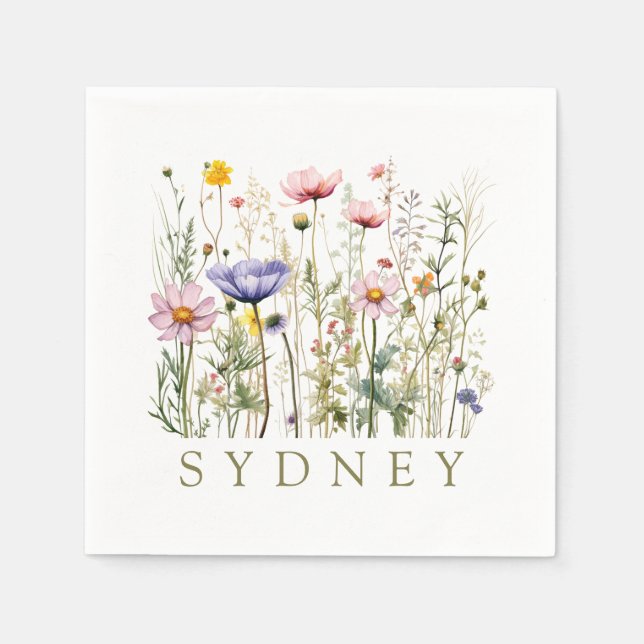 Guardanapo De Papel Nome Personalizado de Flor Selvagem (Frente)